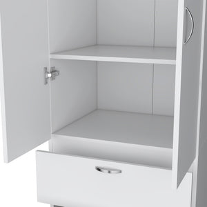 English Elm Armoire Marlton White Bedroom Closet Cabinet with Hanging Rod, Shelf & 2 Drawers — Durable Engineered Wood Storage B092P191175