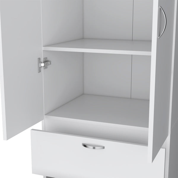 English Elm Armoire Marlton White Bedroom Closet Cabinet with Hanging Rod, Shelf & 2 Drawers — Durable Engineered Wood Storage B092P191175