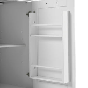 English Elm K&K Kitchen Island with Drop Leaf, Rolling Storage Cart with 3-Tier Pull-Out Organizer, Durable Wood Countertop White WF531421AAW