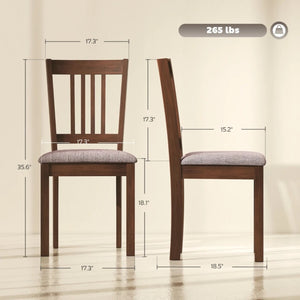 English Elm Comfortable Rubberwood Dining Chairs with Linen Fabric Cushioned Seats Set of 4 T3971P459573