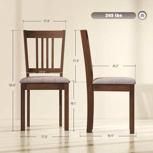 English Elm Comfortable Rubberwood Dining Chairs with Linen Fabric Cushioned Seats Set of 4 T3971P459573