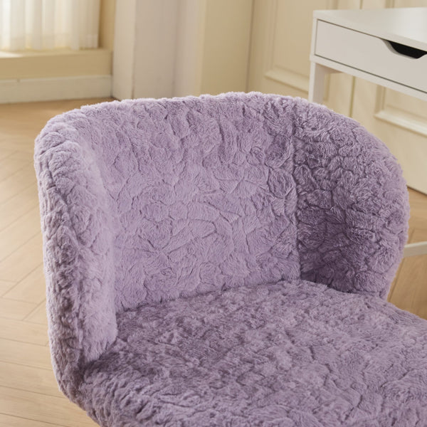 English Elm A&A Plush Faux Fur Office Chair with Ergonomic Wrap Back, Breathable No-Shed Seat and Stable Base Violet W1143P324152