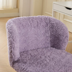 English Elm A&A Plush Faux Fur Office Chair with Ergonomic Wrap Back, Stable Metal Base, Breathable, Cute Wheels Violet W1143P324152