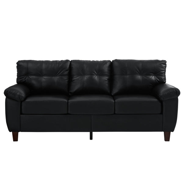 English Elm 79" Three Seat Pu Faux Leather Sofa Tufted Back Wide Arm with Hidden Storage Black W1097S00246
