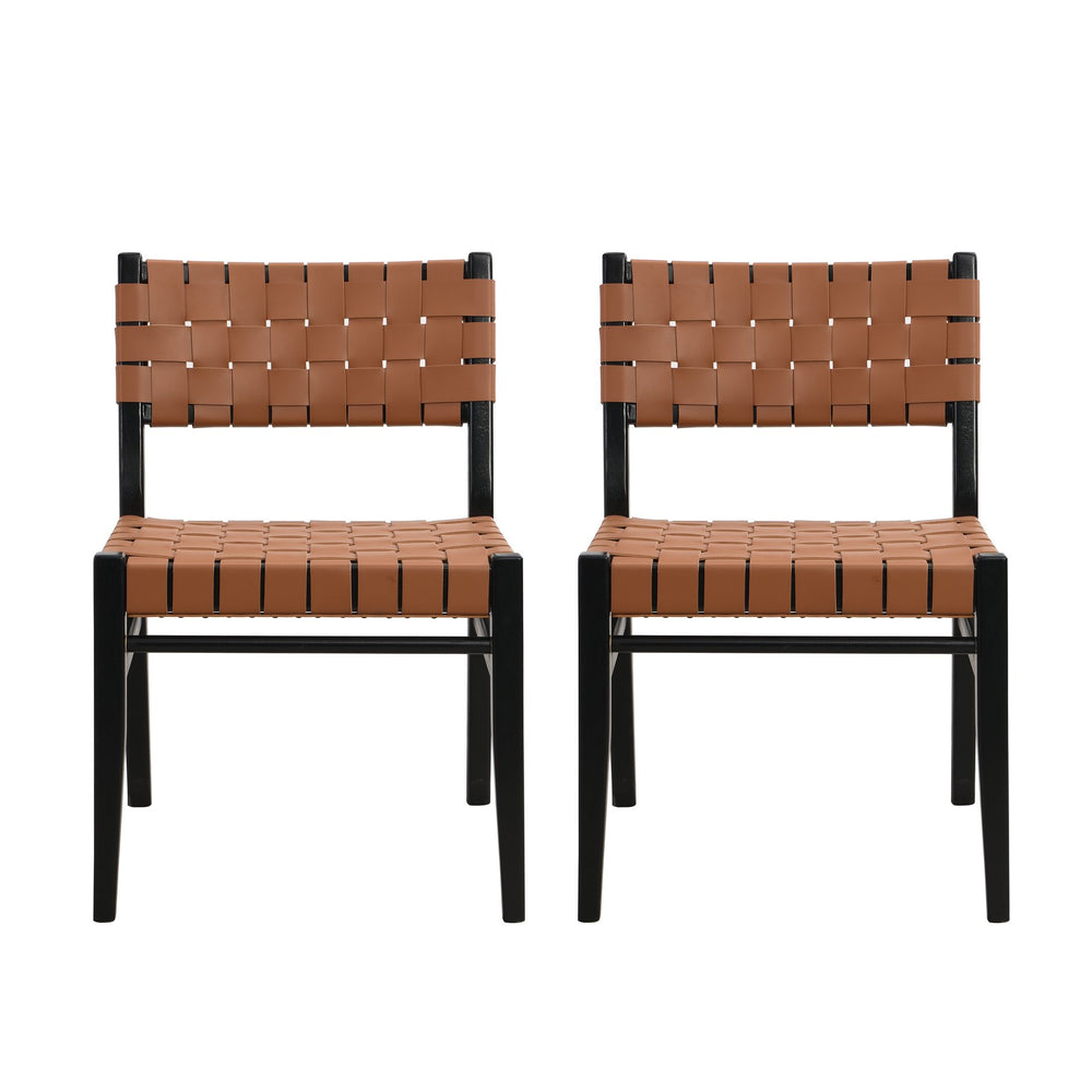 English Elm Christopher Knight Home® - DINING Modern Industrial PU Leather Dining Chair Set of 2 with Rubberwood Frame, Nailhead Trim, Durable Brown 74688.00BRN