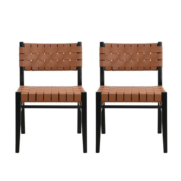 English Elm Christopher Knight Home® - DINING Modern Industrial PU Leather Dining Chair Set of 2 with Rubberwood Frame, Nailhead Trim, Durable Brown 74688.00BRN