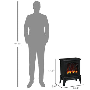 English Elm Homcom 18" Electric Fireplace Stove – Portable Freestanding Heater With Realistic Flame & Safety Features W2225P229139