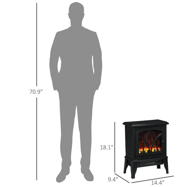 English Elm Homcom 18" Electric Fireplace Stove – Portable Freestanding Heater With Realistic Flame & Safety Features W2225P229139