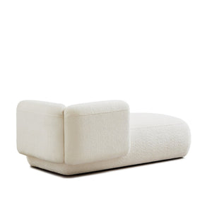 English Elm Upholstered Boucle Chaise Lounge with Wood Legs for Bedroom or Living Room W5515P437365
