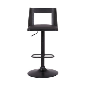 English Elm Milan Swivel Adjustable Faux Leather Barstool with Wood Accents for Kitchen Island B2736P464863