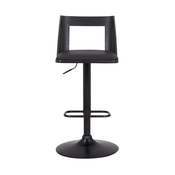 English Elm Milan Swivel Adjustable Faux Leather Barstool with Wood Accents for Kitchen Island B2736P464863