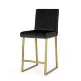 Christopher Knight Home® - Noble House - Toucanet Modern Velvet Barstools, Black and Brass - Set of 2