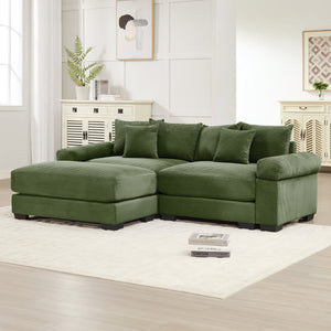 English Elm 92" Oversized Modular L-Shape Sectional Couch - Soft Corduroy, Deep Seats, Ergonomic Design & Pillows W714S01330