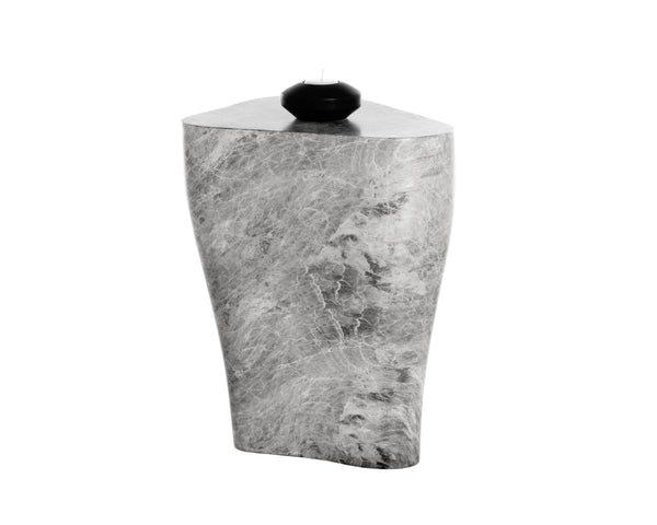 Sunpan Dali End Table - Elegant Grey Marble Finish with Unique Curvy Design for Stylish Indoor Spaces Small - 15.75W x 11.75D x 17.75H