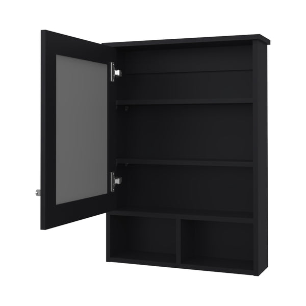English Elm Poston Melamine Medicine Cabinet with Mirror Door, Black — 29"H x 20.9"W x 6.6"D, Modern Storage Solution B128P237157