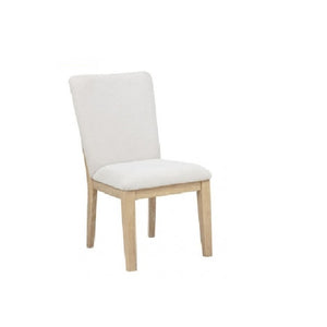 English Elm Upholstered Beige Fabric Dining Side Chairs Set of 2 with Bentwood Oak Frame B011P474697