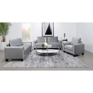 English Elm Dixon Grey Upholstered 3-Piece Sofa Set with Plush Cushions, Rounded Arms & Vertical Stitching Accent (Modern Living) B062S01127