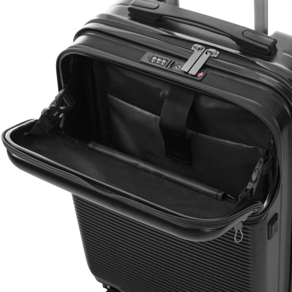 English Elm Luggage 5 Piece Hardside Abs Set with Front Access Carry on and Tsa Spinner Wheels Black N732P391579B