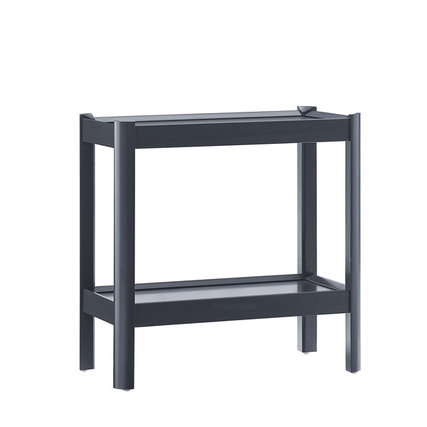 English Elm Yonda Matte Black Nightstand with 2 Raised-Edge Shelves, Solid Poplar & MDF, Rounded Corners, Floor-Glide Protection B050P376965