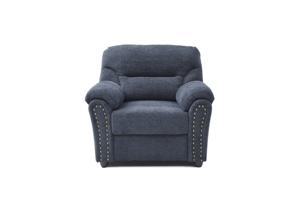 English Elm Hamilton Chair with Nailhead Trim and Pillow-Top Arms, Plush Chenille Seat and Removable Backrest Blue 33 L x 40 W x 23 H B078P349530