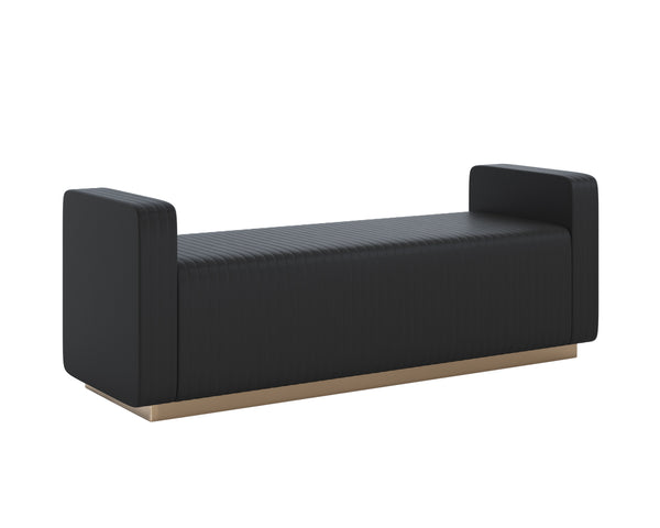 Sunpan Odette Modern Bench with Chic Block Design and Antique Brass Stainless Steel Base for Stylish Spaces Maven Black