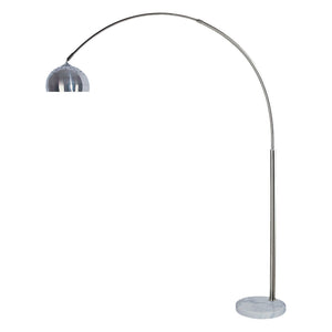 English Elm 1pc Arch Lamp Polished Chrome Stem with White Marble Base, Extendable Neck, Contemporary 81"H Ambient Lighting B2741P317225