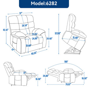 English Elm Lift Power Recliner Chenille Chair Dual Motor Massage Heat 350 Lb Capacity Living Room Beige W3224P288641