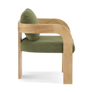 English Elm Christopher Knight Home® - 2-Pack Dining Chairs with Pillow Back and Curved Arms, Foam Seat Comfort, Sturdy Rubber Wood Frame Green,Natural N779P298399D