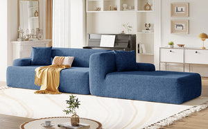 English Elm U_Style Modern Large L-Shape Modular Sectional Sofa with Foam+Pocket Spring Comfort, 3-Seater Lounge Blue WY000416AAC