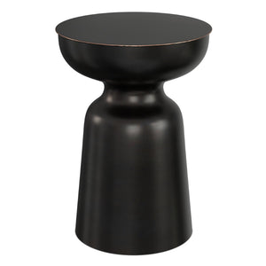 English Elm Toby Iron Drum Accent Table Antique Copper Finish Urban Loft Style Side Surface B136P420750