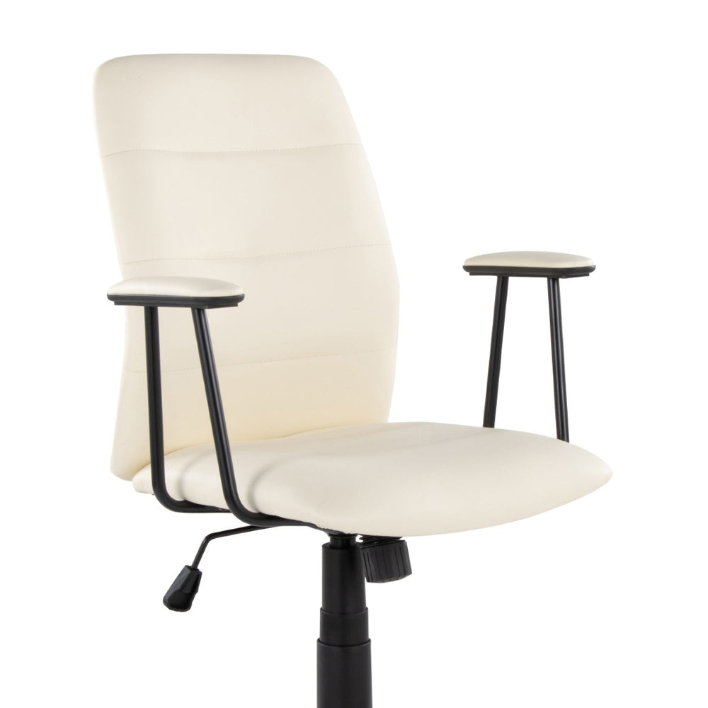 English Elm Office Chair with Faux Leather Upholstery Pneumatic Swivel Seat for Modern Workspaces Cream B202P474195