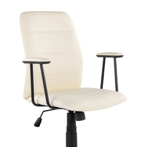 English Elm Office Chair with Faux Leather Upholstery Pneumatic Swivel Seat for Modern Workspaces Cream B202P474195