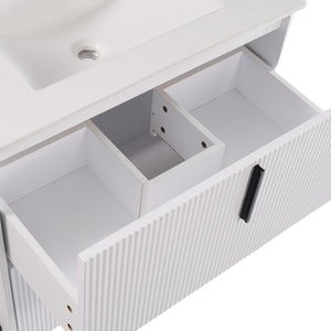 English Elm Christopher Knight Home® - 30" Elegant Bathroom Vanity With Ceramic Sink, Soft-Close Drawers & Fluted Design In Timeless White N817P295761W