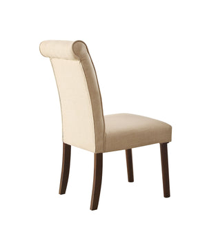 English Elm Beige Linen and Walnut Side Chair With Tufted Back (Set Of 2)