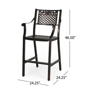 English Elm Christopher Knight Home® - TAHOE Athena Outdoor 29" Cast Aluminum Barstool Set of 2, Copper Finish, Weather-Resistant Mesh Scroll Design 65141.00