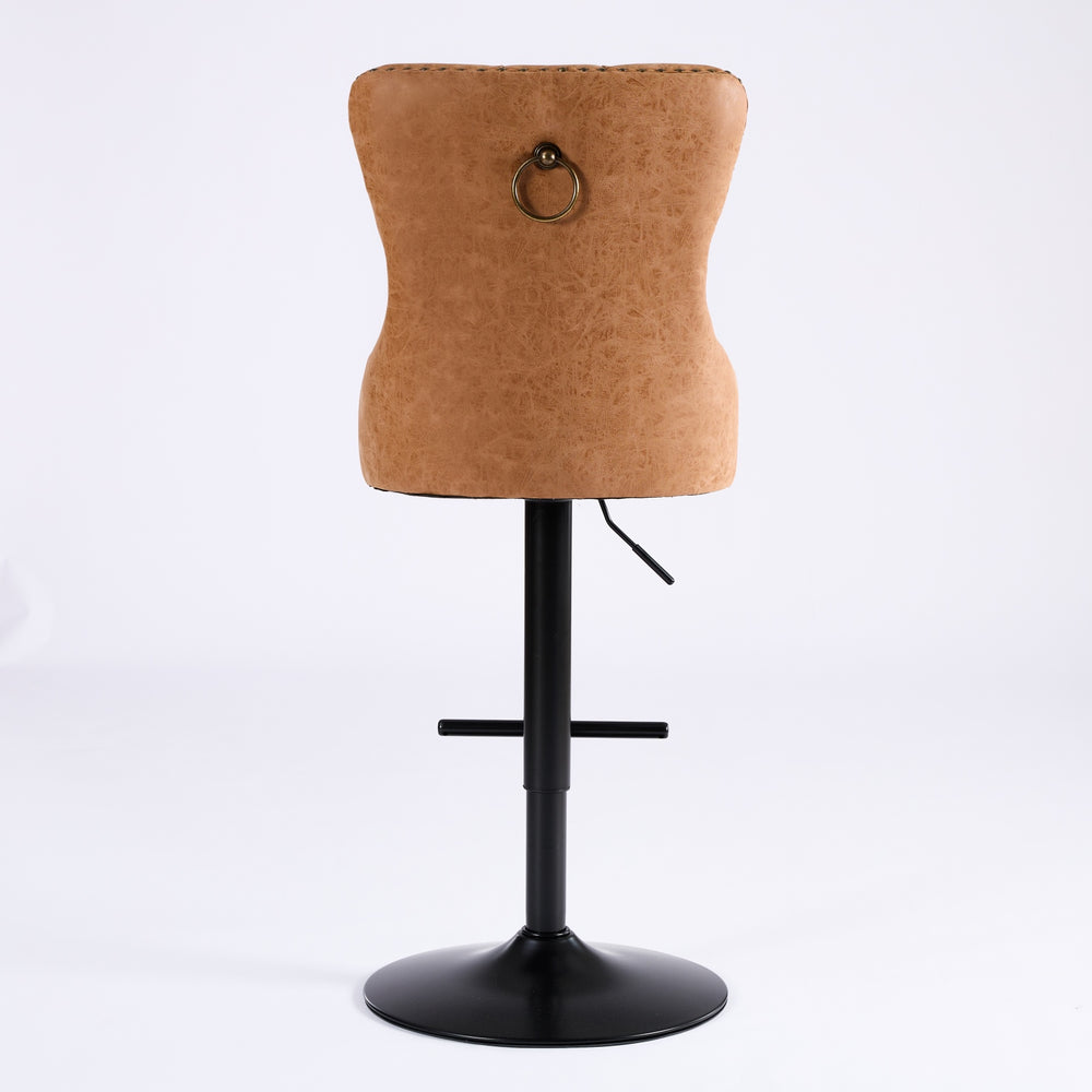 English Elm A&A Furniture Retro Pu Swivel Barstools, Adjustable Height 26-33" For Stylish Home Bars, Set Of 2 W1143P195204