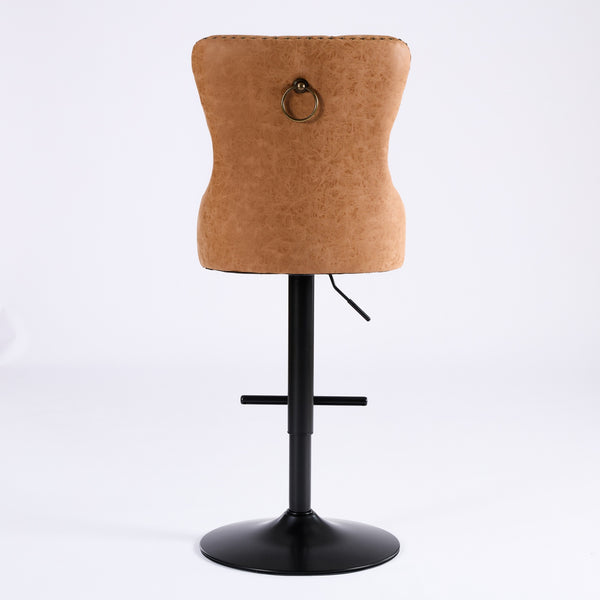 English Elm A&A Furniture Retro Pu Swivel Barstools, Adjustable Height 26-33" For Stylish Home Bars, Set Of 2 W1143P195204