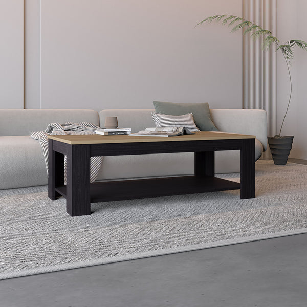 English Elm Cecil Mid-Century Coffee Table with Open Shelf, Durable Engineered Wood, Walnut Finish for Living Areas B200P362039