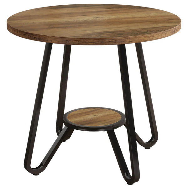 English Elm Stylish Round Coffee Table with Engineered Wood Top and Open Metal Base for Living Rooms T3971P454425