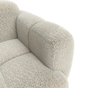 English Elm Beige Boucle L-shaped Sectional with Sculptural Cushion Blocks and Movable Ottoman Beige N758T404142A