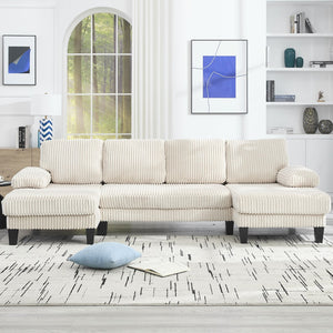 English Elm U-Shaped 4-Seat Sofa With Double Chaise - Luxurious Velvet Comfort For Modern Living Spaces W2705S00014-GIGA