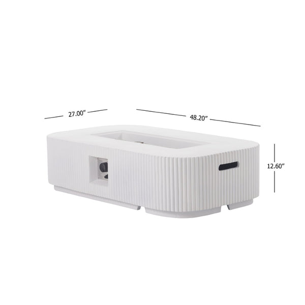 English Elm Outdoor Rectangular Mgo Concrete Fire Pit 50000 Btu Propane Patio Focal Point White N772P409034W