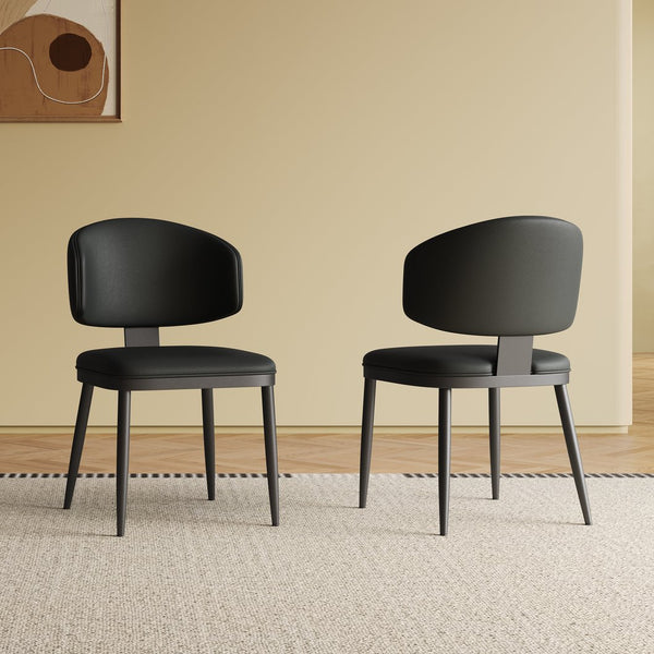 English Elm 71" Modern Rectangular Dining Table For 6-8 With Stylish Black Titanium Base & 8 Leather Chairs Included W2700S00055