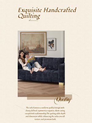 English Elm FX-P54-BK Plush Chenille Sofa with Metallic Legs, Subtle Glamour, Durable Velvet Feel for Living Room Black W576S00169