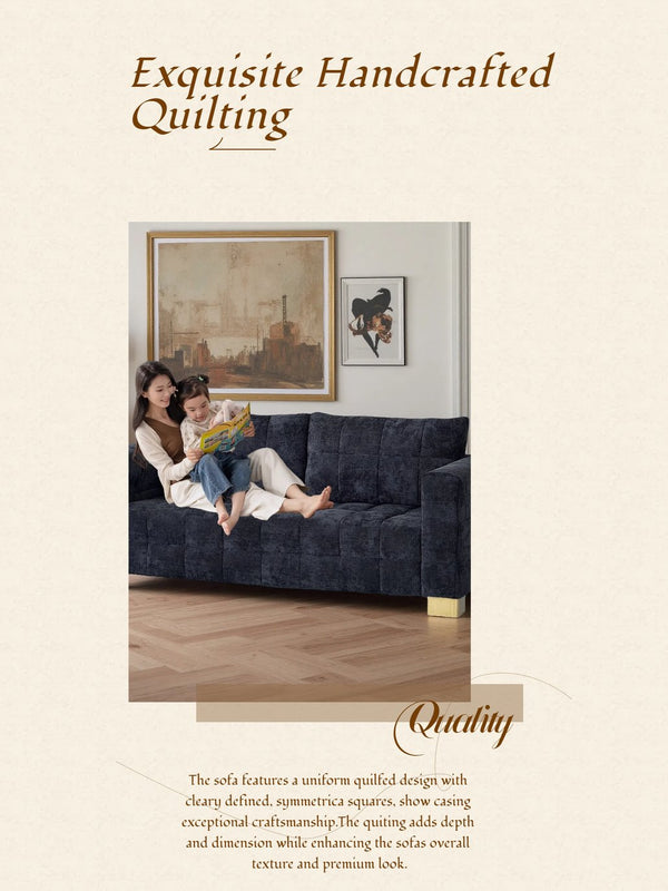 English Elm FX-P54-BK Plush Chenille Sofa with Metallic Legs, Subtle Glamour, Durable Velvet Feel for Living Room Black W576S00169