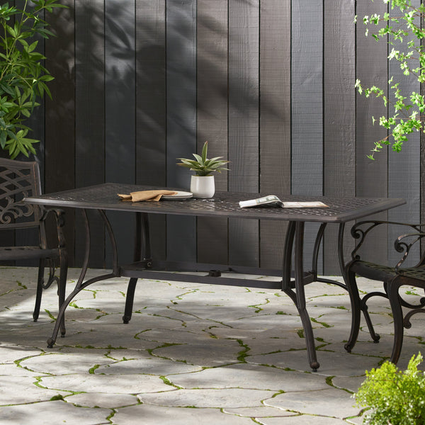 English Elm Christopher Knight Home® - Outdoor Cast Aluminum Rectangular Dining Table - Elegant Bronze Finish For Timeless Outdoor Dining N768P348383B