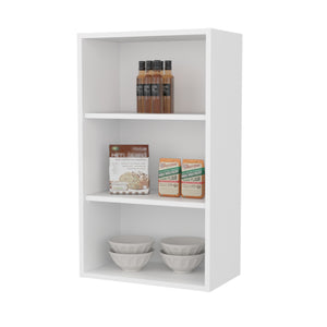 English Elm Guadalupe Melamine Wall Cabinet with Three Open Shelves for Kitchen Storage, Scratch-Resistant Design White 38.6 L x 26 W x 3.5 H B128P244993