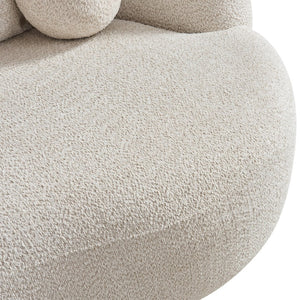 English Elm 90 Inch Curved Boucle Sofa Sculptural Upholstered Couch for Modern Living Spaces Beige N773P376896S