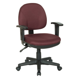 OSP Home Furnishings Sculptured Ergonomic Office Chair with Lumbar Support and Adjustable Arms for Long Days Burgundy 8180-227