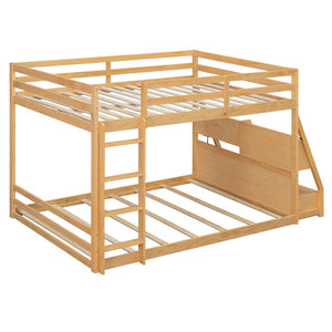 English Elm Full Bunk Bed with App Led Lighting Usb Charging Storage Drawers Kids Bedroom Natural N820S00080N